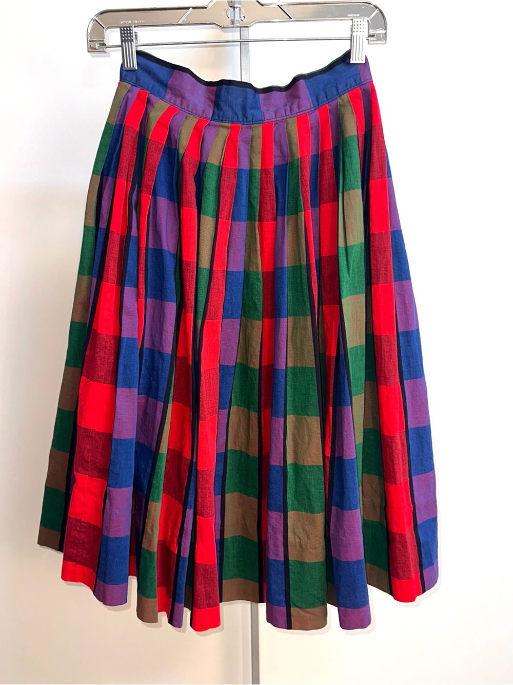 1950s cotton Multicolor Plaid swing skirt
